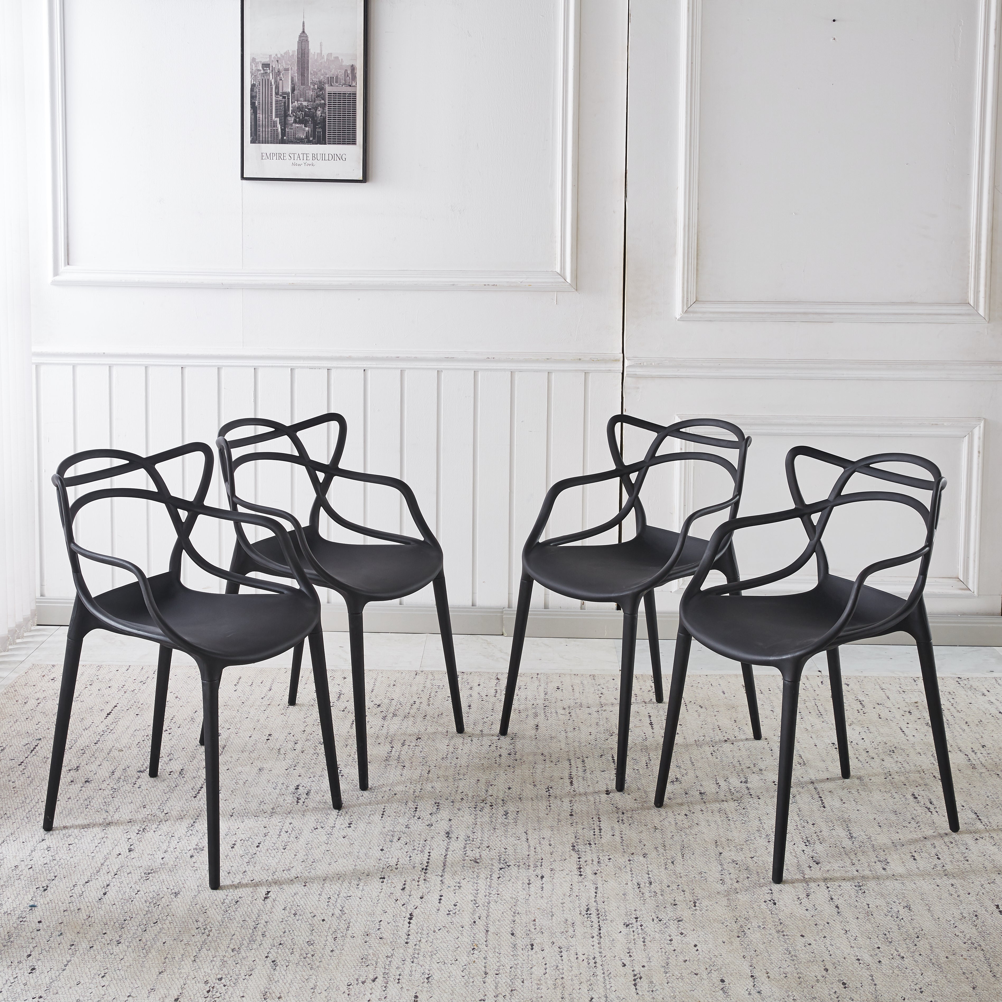 Plastic Dining CHAIR 4PCS BLACK
