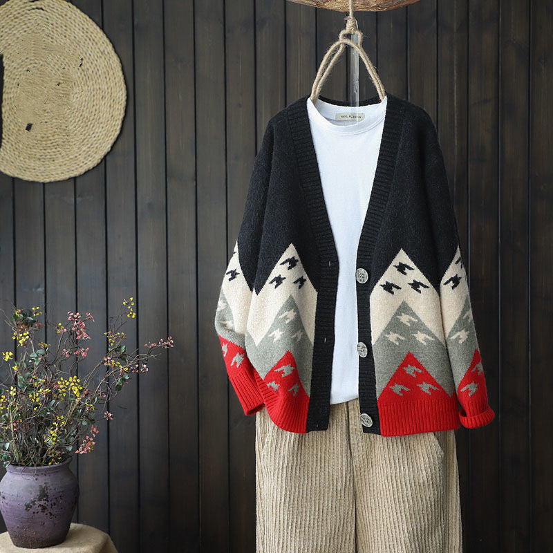 Retro Cardigan Jacket Women Knitted Loose Korean Style