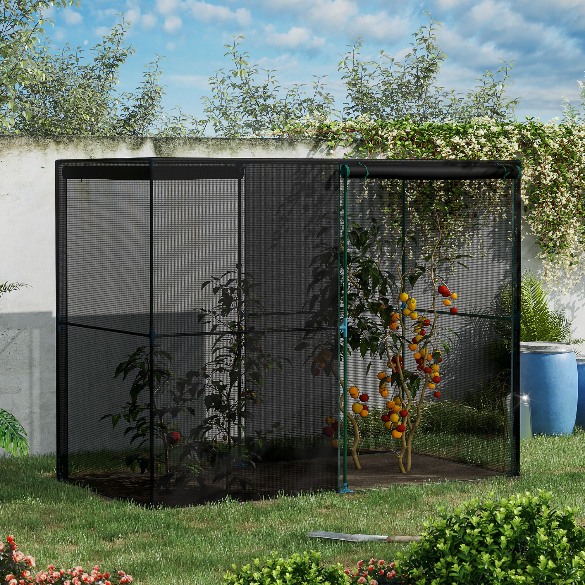 8' x 4' x 6' Crop Cage, Plant Protection Tent with Zippered Doors for Vegetable Garden, Backyard, Black