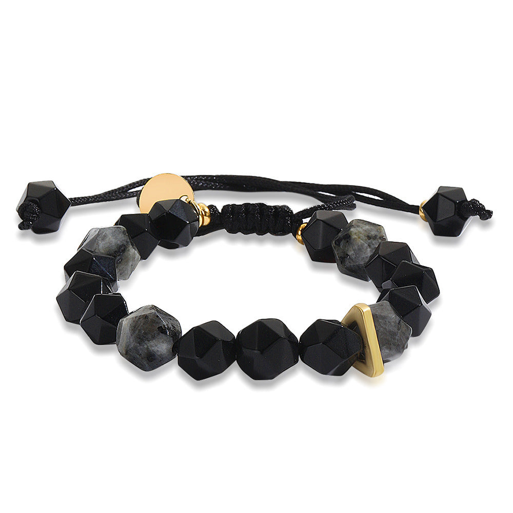 Bracelet Natural Rhombus Black Agate Woven