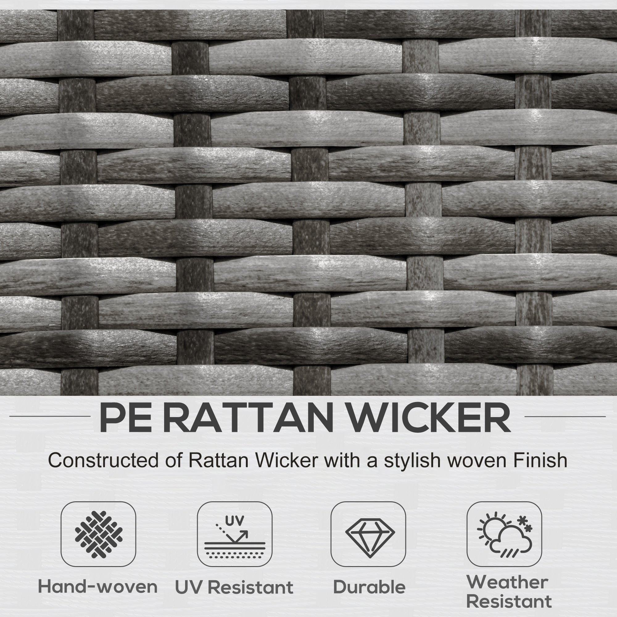 6 Piece Patio Furniture Set Outdoor Wicker Conversation Set All Weather PE Rattan Sectional Sofa Set with Ottoman, Cushions and Tempered Glass Table, Mixed Gray and Charcoal