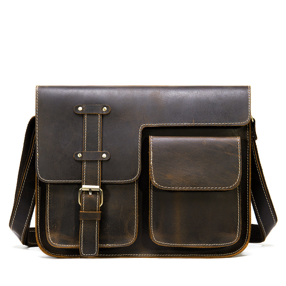 Men's Horizontal Shoulder Messenger Bag Leather Men's Bag