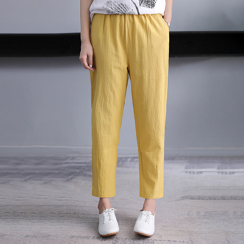 Women's Thin Radish Nine Points Cotton Linen Harem Pants