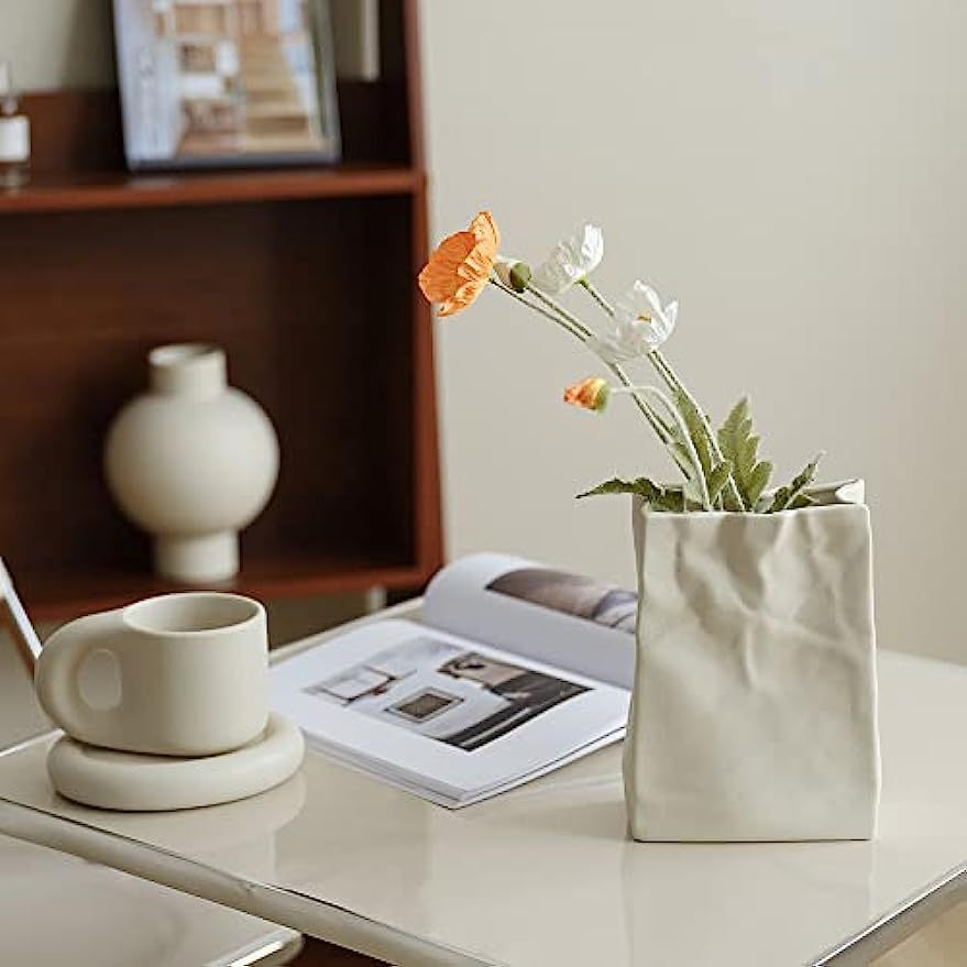 Paper Bag Nordic Ceramic White Vase