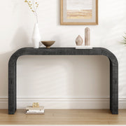 52  Wood Console Table With Curved Edge, Natural Texture, Perfect For Entryways And Living Rooms