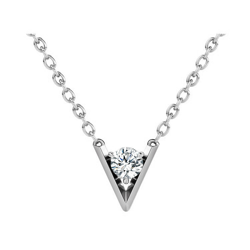 S925 Silver V-shaped Moissanite Pendant Necklace