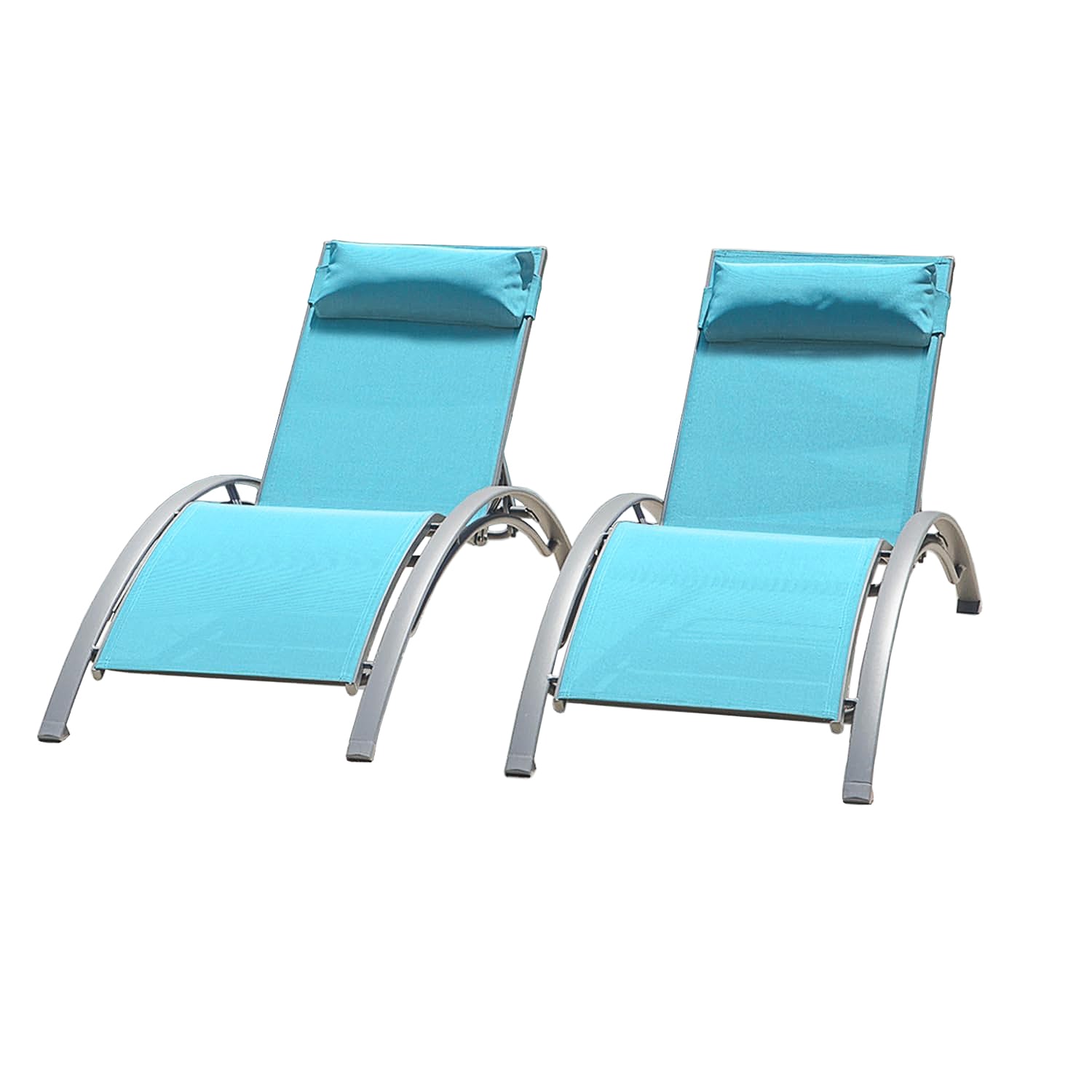 Pool Lounge Chairs Set Of 2-Lake Blue  2 Lounge Chairs