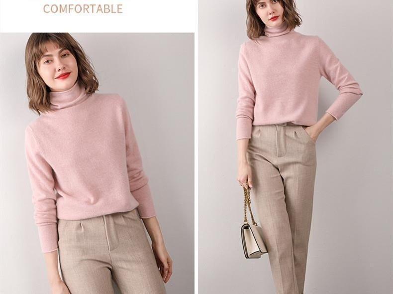 Turtleneck Western Style Inner Wear Thin Knitted Cashmere Sweater