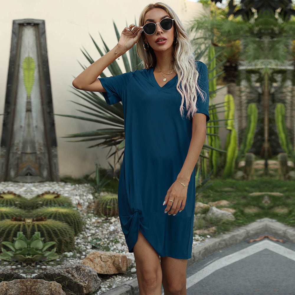 Casual Twist T-shirt Dress For Women