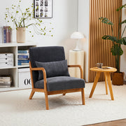 Mid-Century Modern Accent Chair, Arm Chair Living Room Chairs With Pillow Upholstered Reading Chair With Solid Wood Frame & Living Room Bedroom Balcony