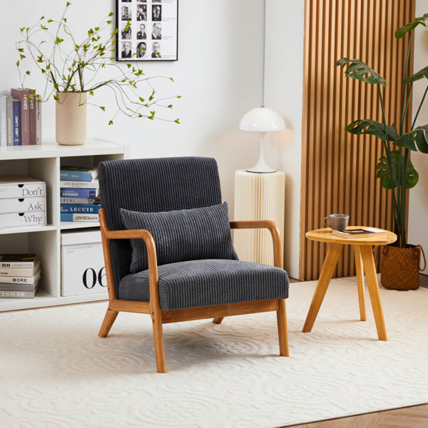 Mid-Century Modern Accent Chair, Arm Chair Living Room Chairs With Pillow Upholstered Reading Chair With Solid Wood Frame & Living Room Bedroom Balcony