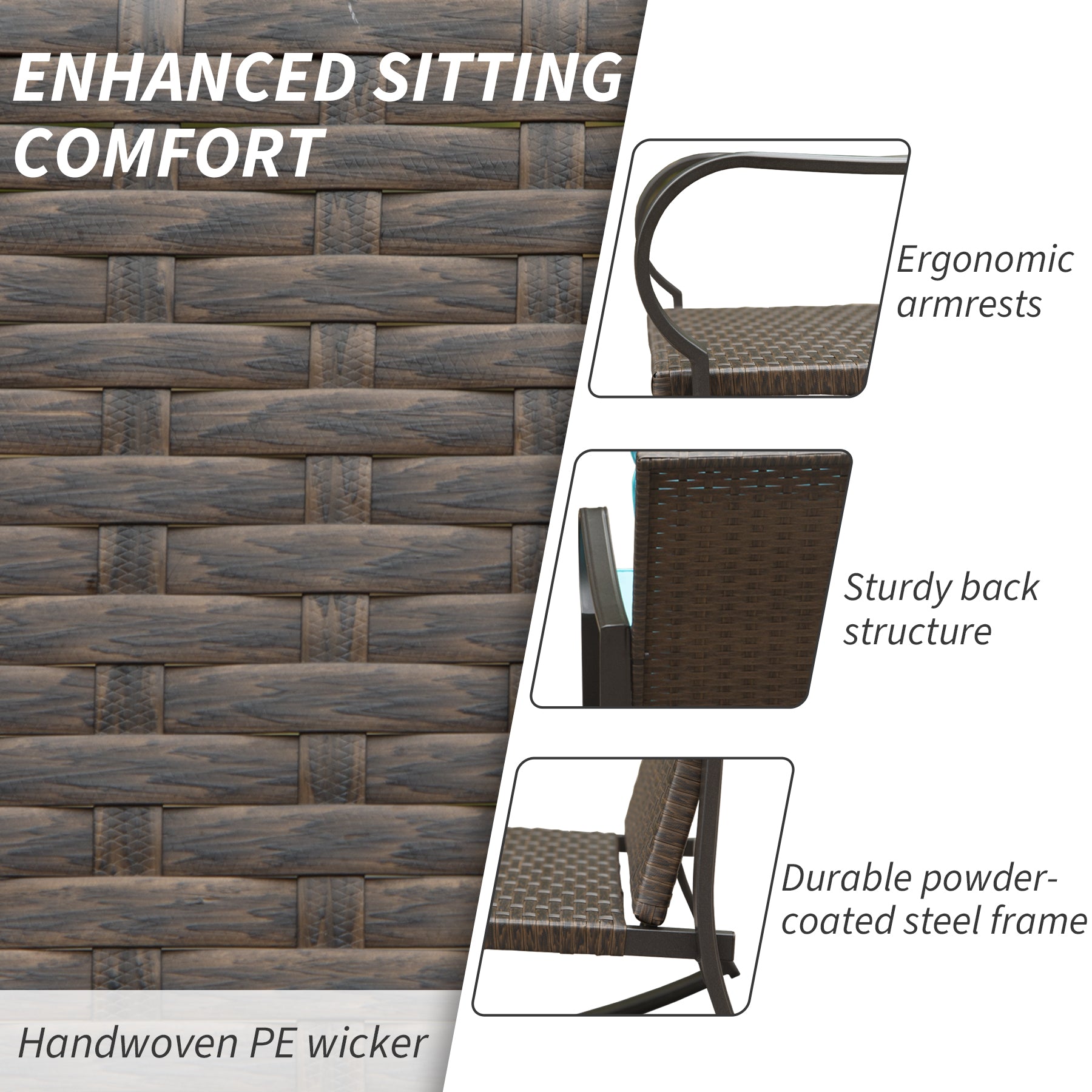 Metal 2 - Person Outdoor Patio Rocking Seating Group With Cushions