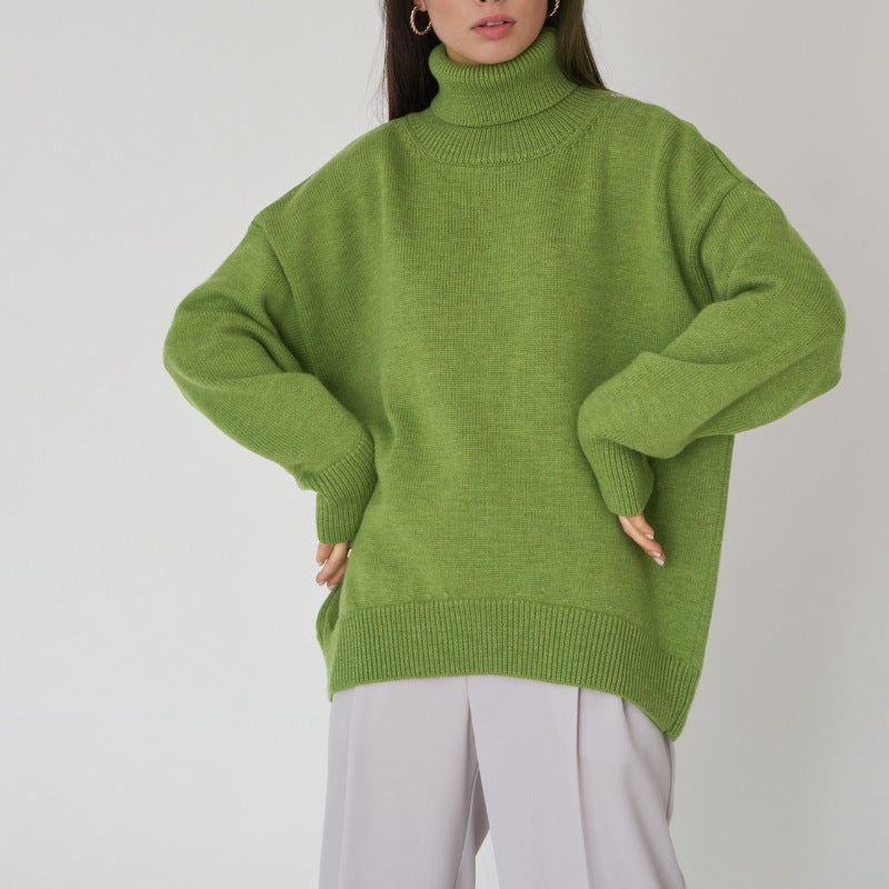 Solid Color Turtleneck Comfortable Loose Pullover Women's Sweater