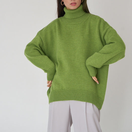 Solid Color Turtleneck Comfortable Loose Pullover Women's Sweater