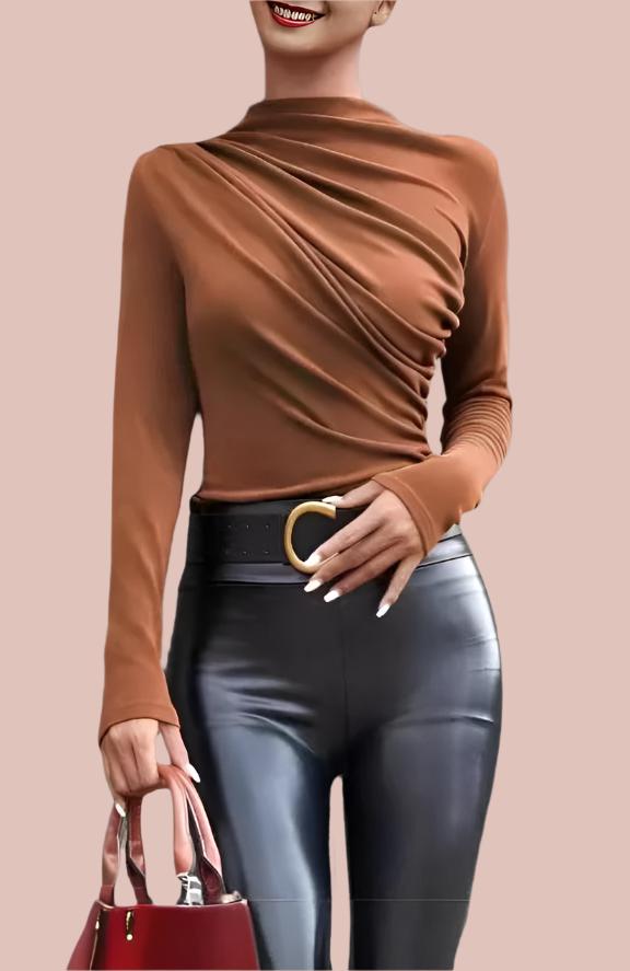 Solid Color Slim Fit Long Sleeves Top