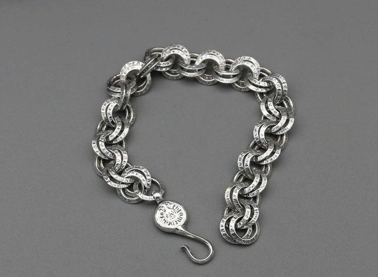 Punk Nightclub Vintage 925 Sterling Silver Ring Bracelet