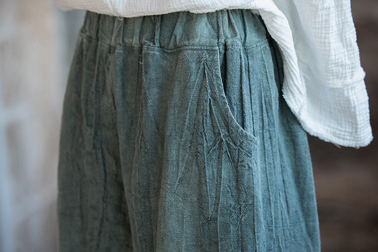 Tie-dyed Old Padded Fleece Trousers Winter Cotton And Linen Women's New