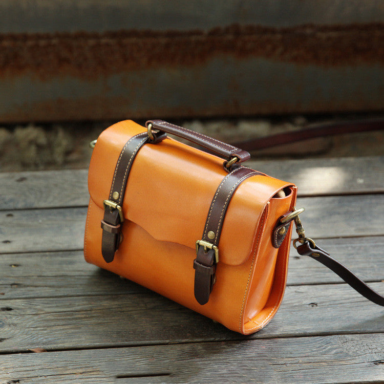 Handmade Vegetable Tanned Leather Bag Portable Messenger Bag