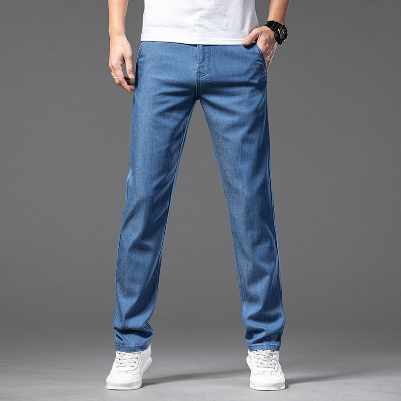 High-end Lyocell Jeans Men's Thin Straight