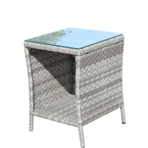 Outdoor Patio Furniture 1 Coffee Table With Clear Tempered Glass