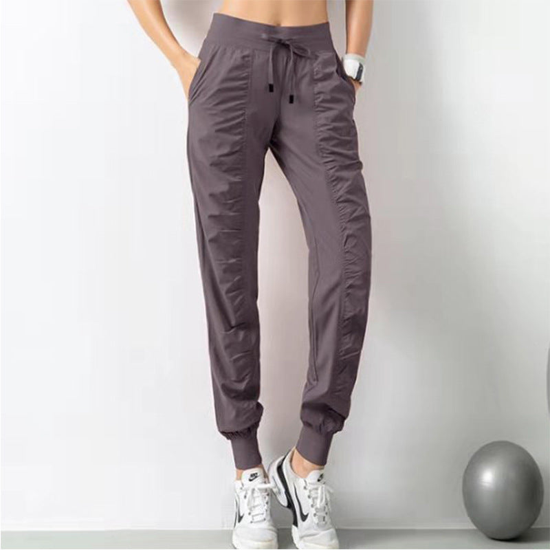 Ladies Quick-drying Loose Drawstring Sports High Waist Casual Pants