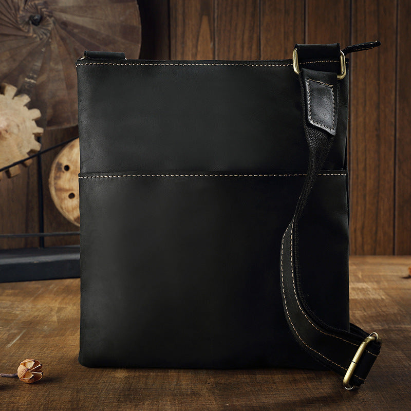 Men's leather shoulder messenger bag