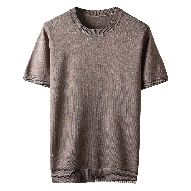 Half-sleeve Men's Short Sleeve Solid Color Thick Sweater