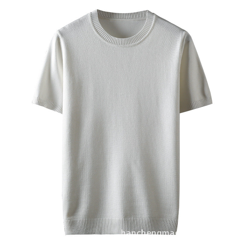 Half-sleeve Men's Short Sleeve Solid Color Thick Sweater