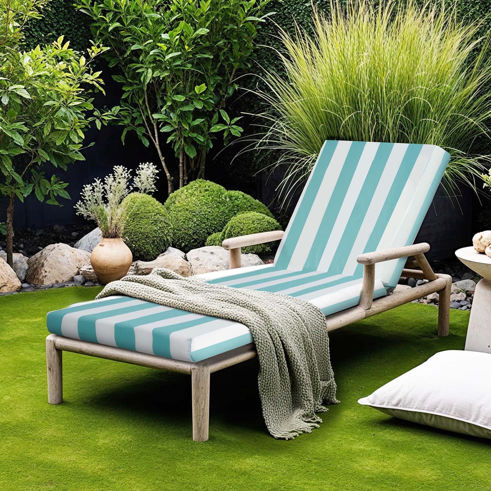 Set Of 2 Outdoor Chaise Lounge Chair Cushions 80 X 26 In Waterproof Thick