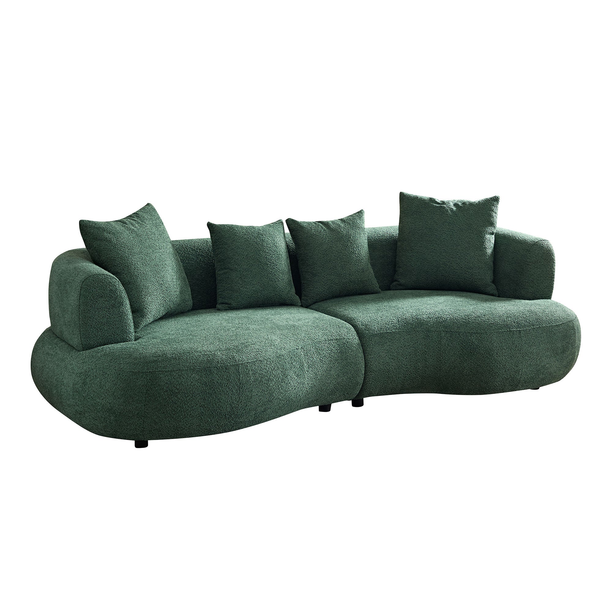102.36 Inch Mid Century Modern Sectional Curved Sofa Couch, Comfy Sofa For Living Room,Upholstered 4-Seat Sofa Boucle Fabric Cream Style Couch For Apartment,Green