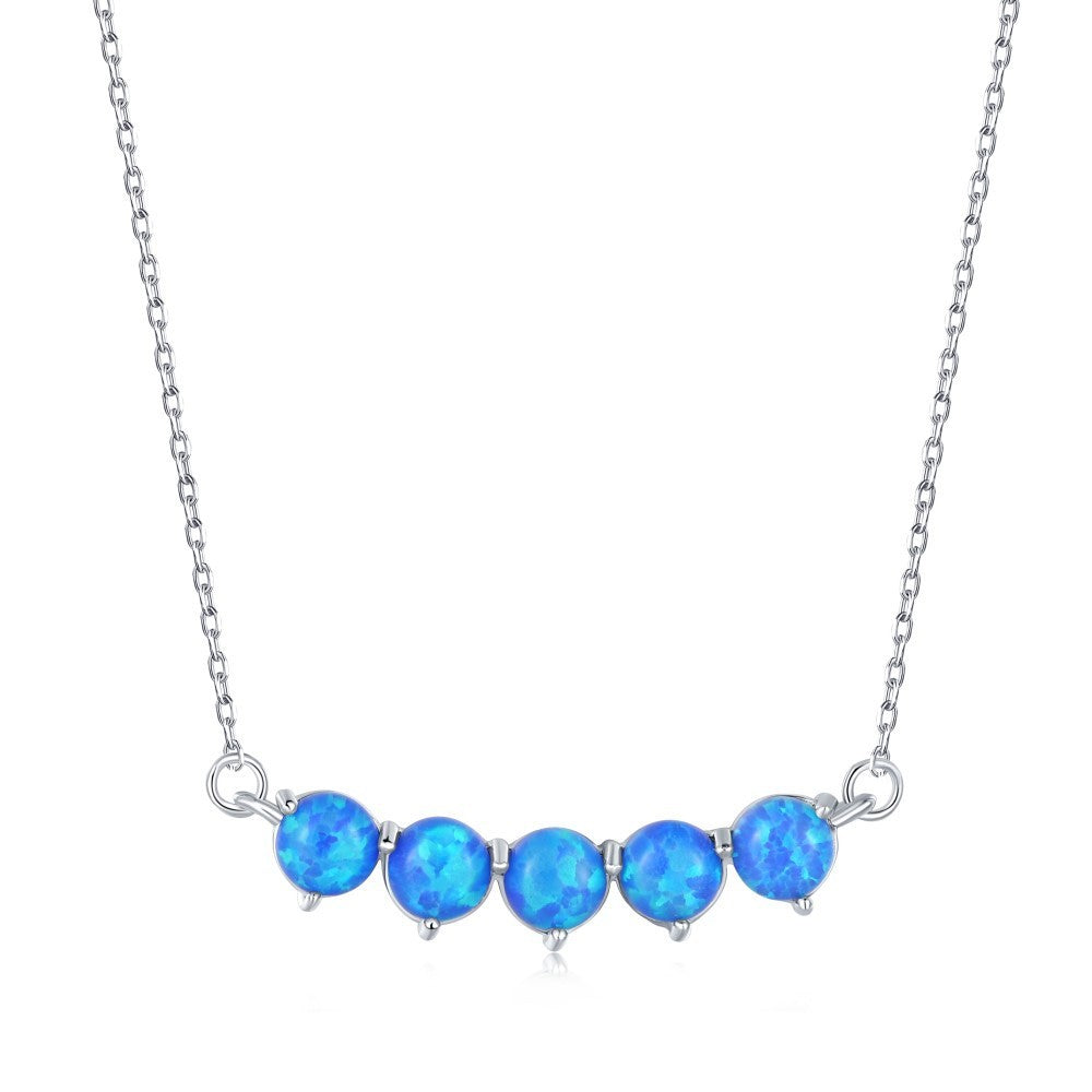 Niche 925 Sterling Silver Opal Girl Necklace