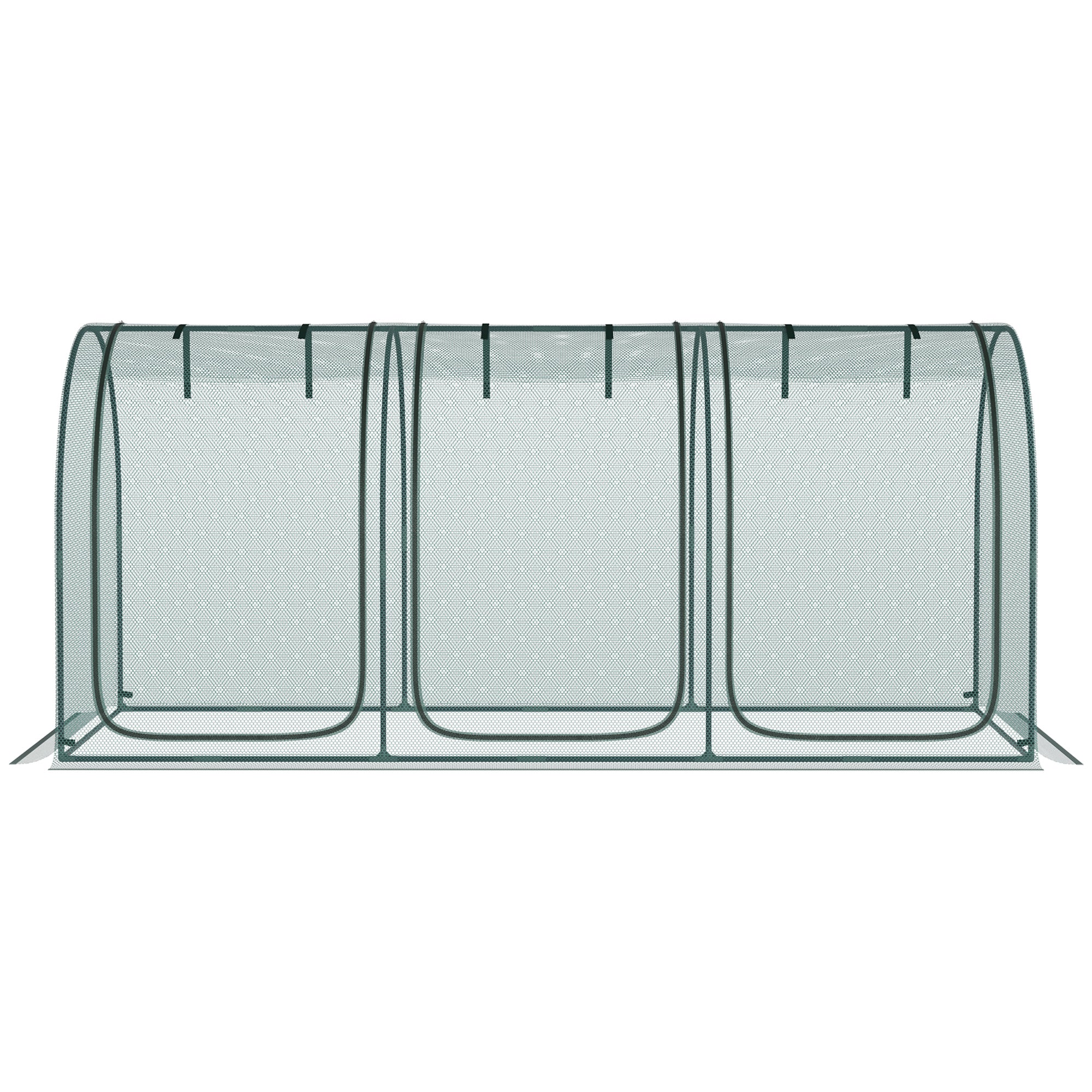 9' x 4' Crop Cage, Plant Protection Tent with Three Zippered Doors, Storage Bag and 4 Ground Stakes, for Garden, Yard, Lawn, Green