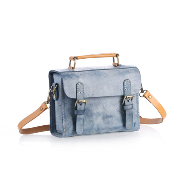 Portable Messenger Bag Cowhide Leather Retro