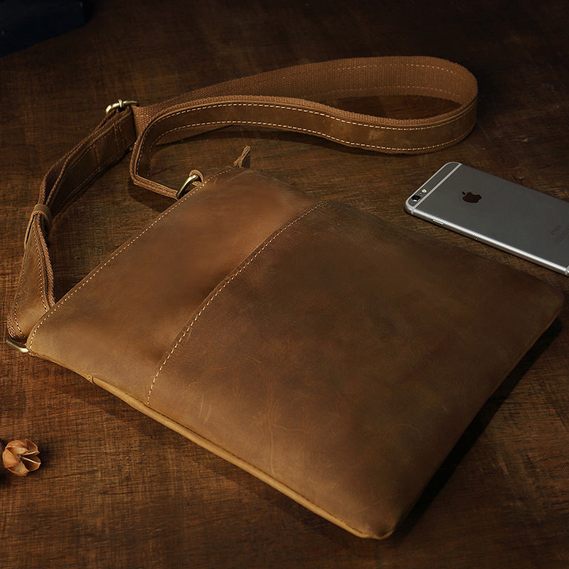 Men's leather shoulder messenger bag