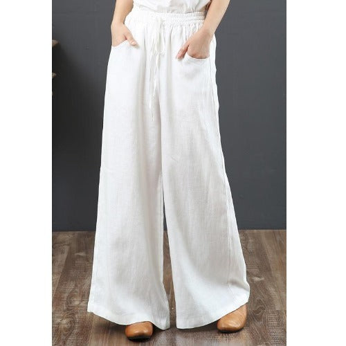 Summer Literary Cotton And Linen Women's Trousers Loose Large Size Wide-Leg Pants High-Waist Mopping Pants Straight Trousers Linen Pants