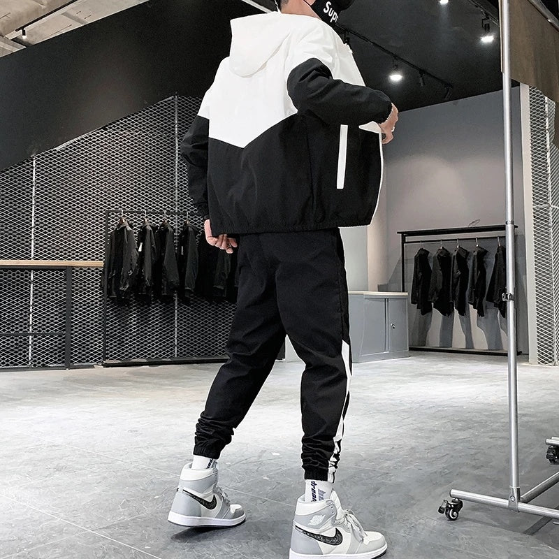 Men's Hooded Sportswear Jacket&Harem Pants Men's Fashion New Men's Sportswear