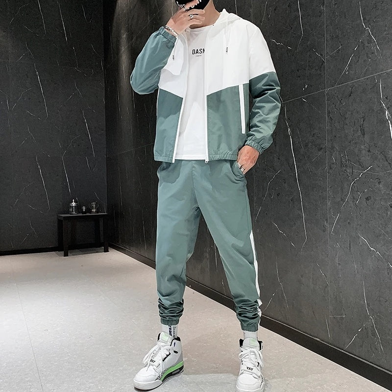 Men's Hooded Sportswear Jacket&Harem Pants Men's Fashion New Men's Sportswear