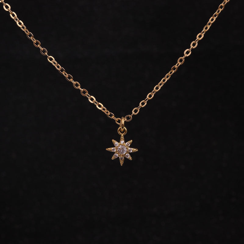 Zircon Collarbone Chain Flower Pendant Necklace For Women