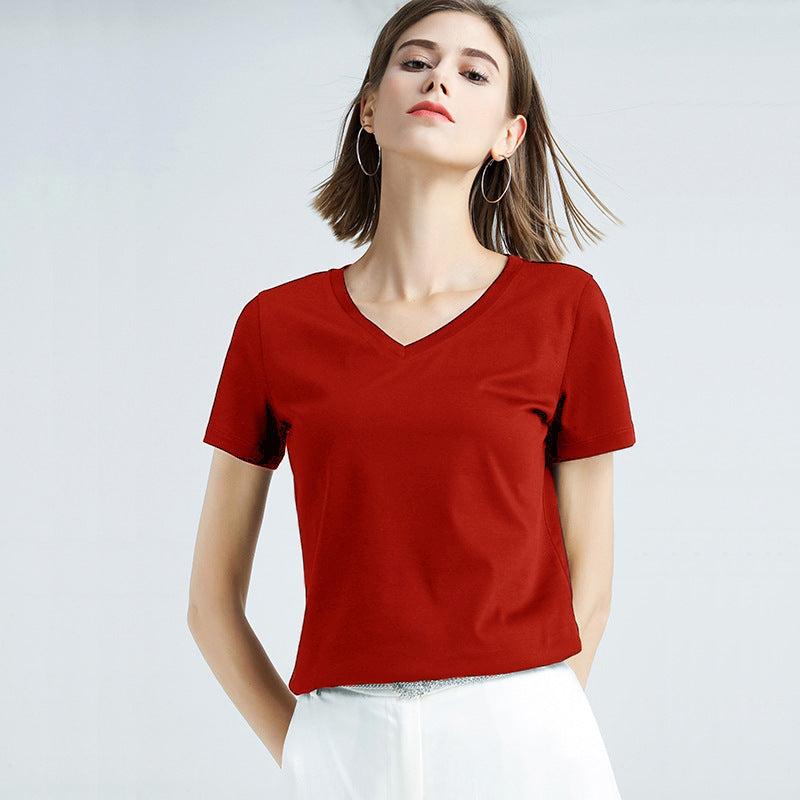 Mercerized Cotton Slim Solid Color Simple t-Shirt