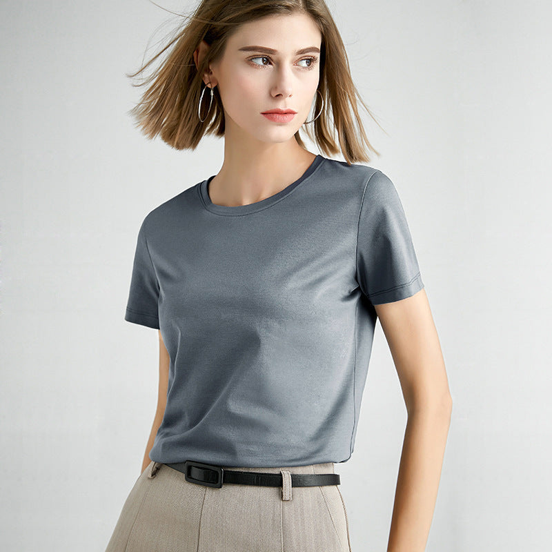 Mercerized Cotton Slim Solid Color Simple t-Shirt