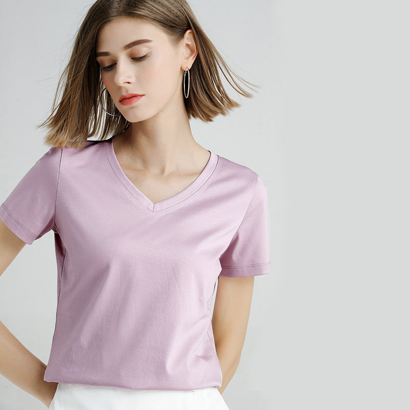 Mercerized Cotton Slim Solid Color Simple t-Shirt