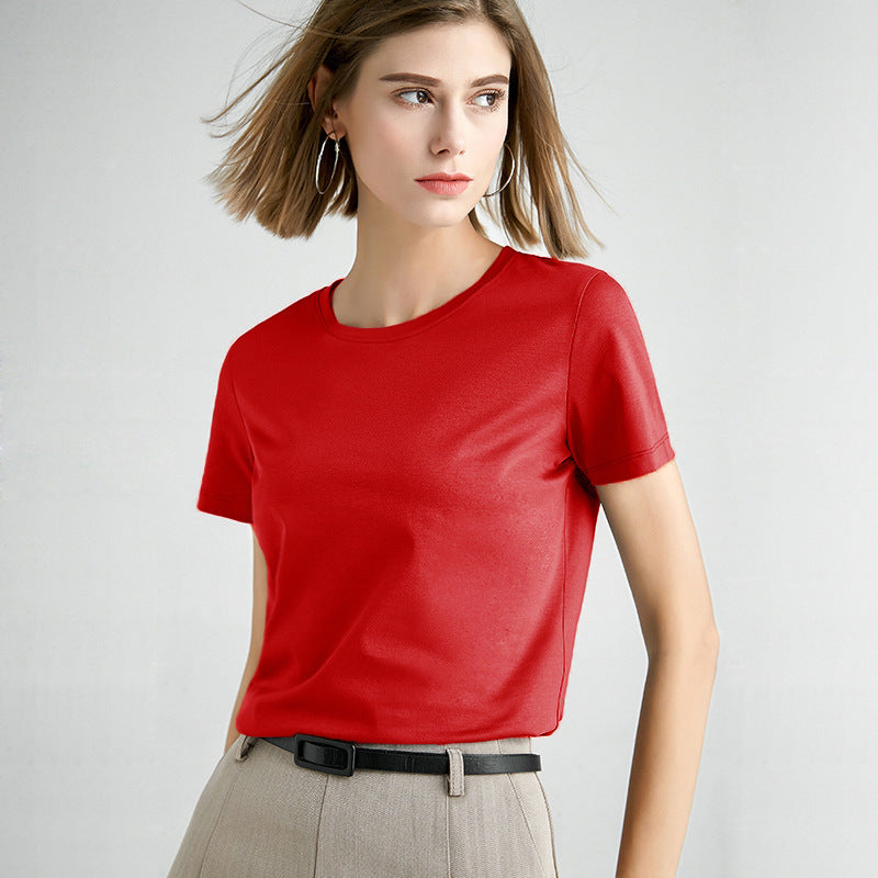 Mercerized Cotton Slim Solid Color Simple t-Shirt