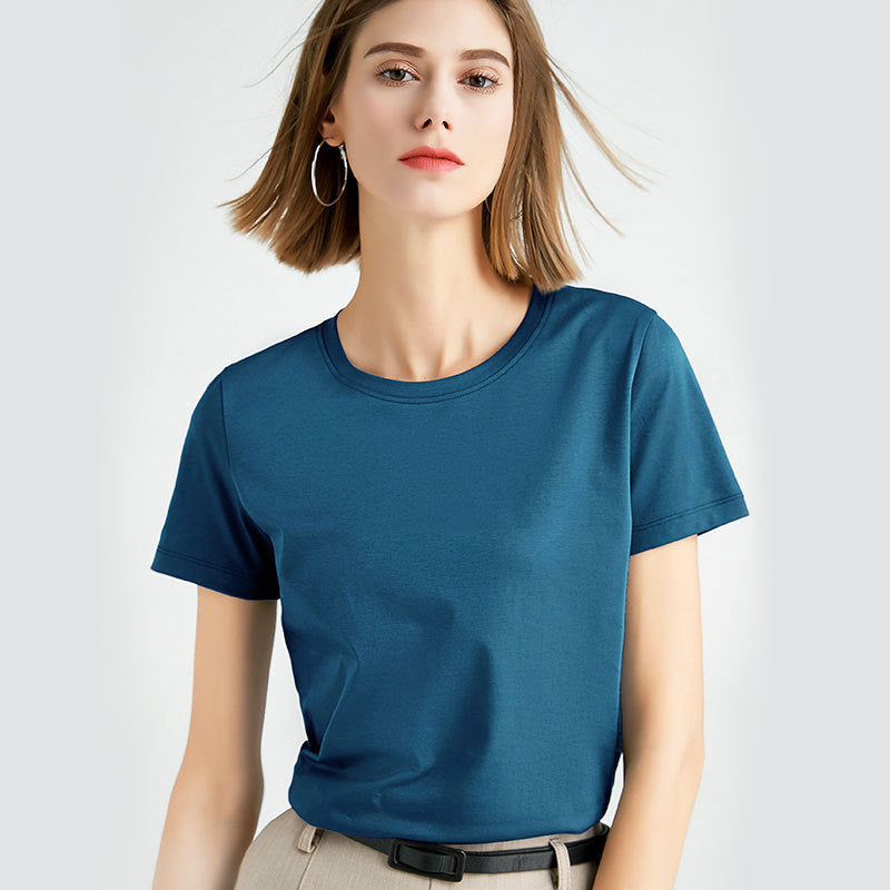 Mercerized Cotton Slim Solid Color Simple t-Shirt