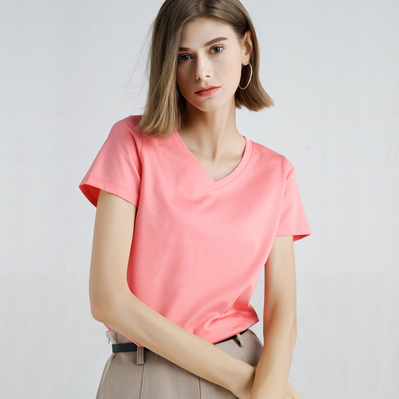 Mercerized Cotton Slim Solid Color Simple t-Shirt