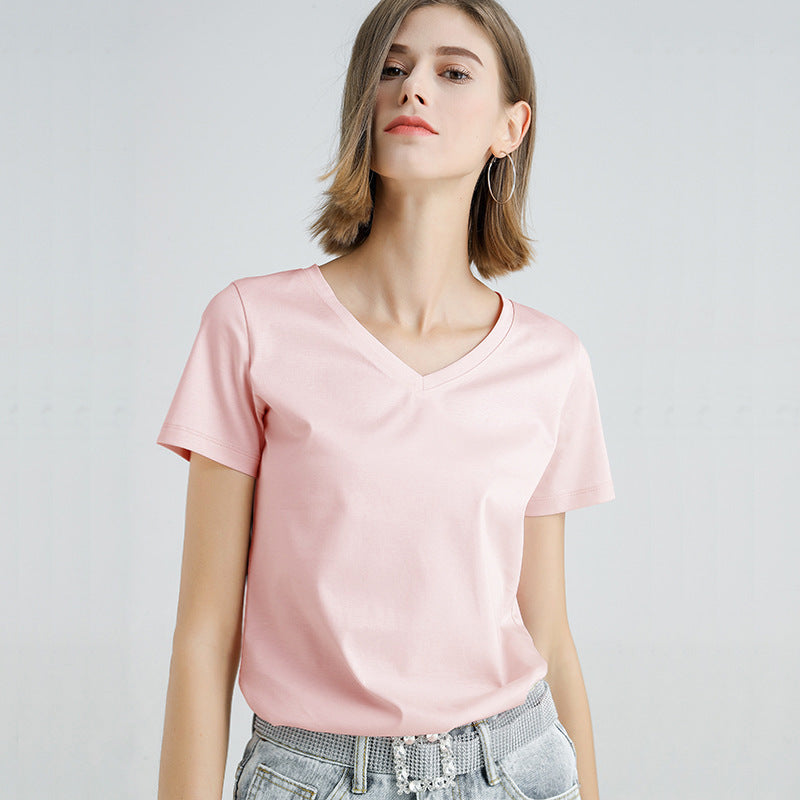 Mercerized Cotton Slim Solid Color Simple t-Shirt