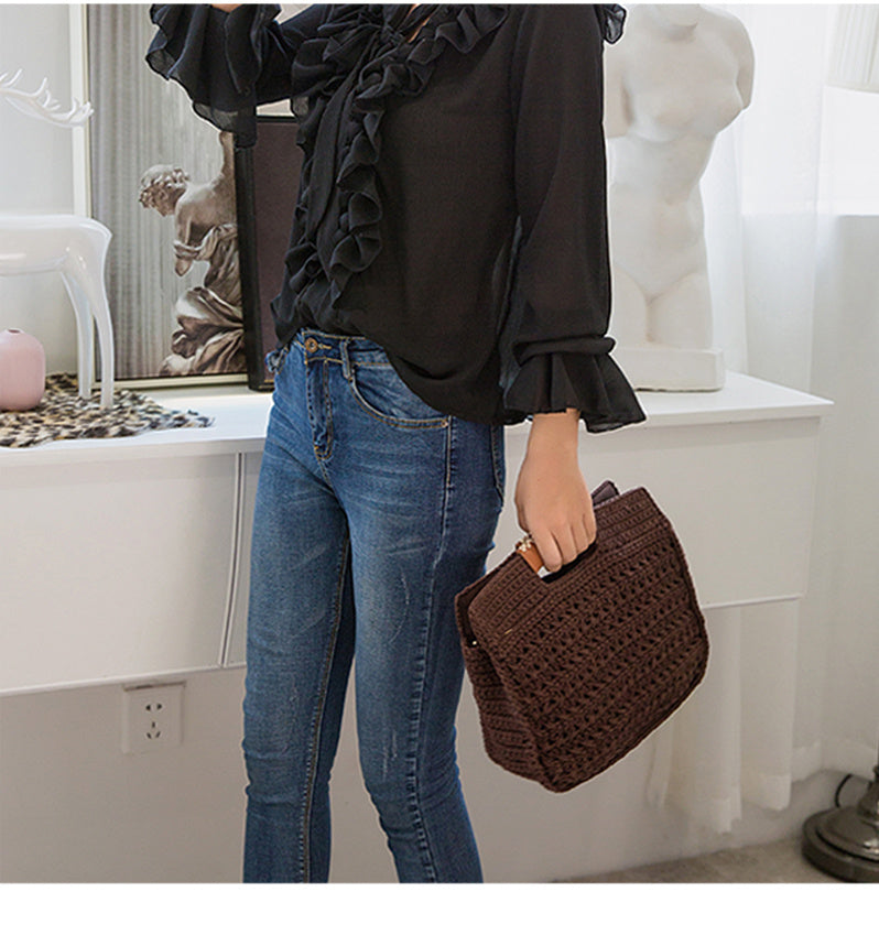 New One-shoulder portable Diagonal Autumn And Winter Woven Bag