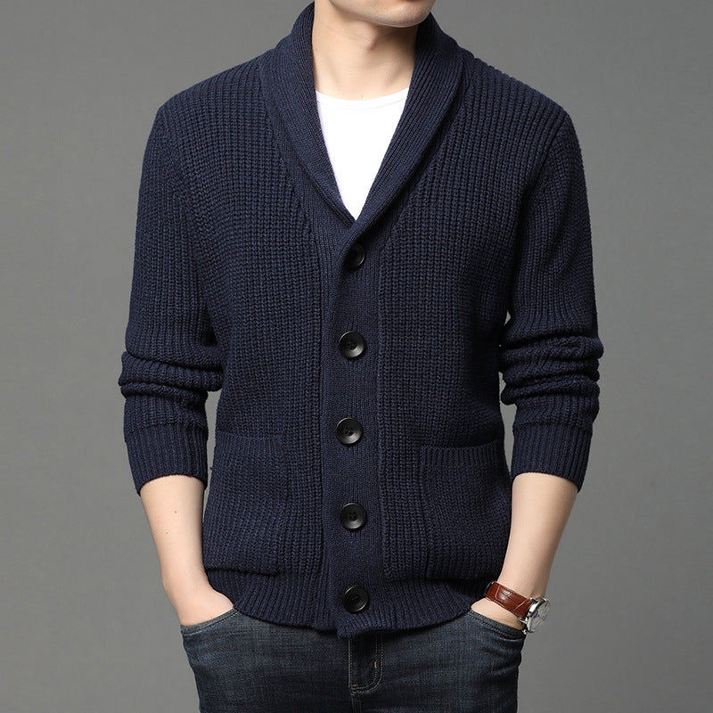 Trendy Lapel Men's Knitted Cardigan