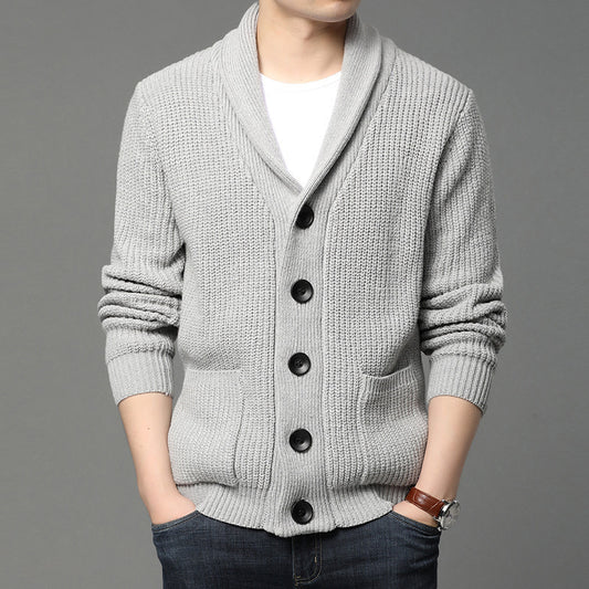 Trendy Lapel Men's Knitted Cardigan