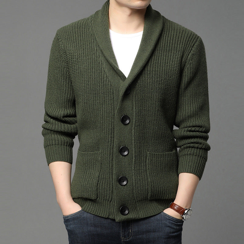 Trendy Lapel Men's Knitted Cardigan