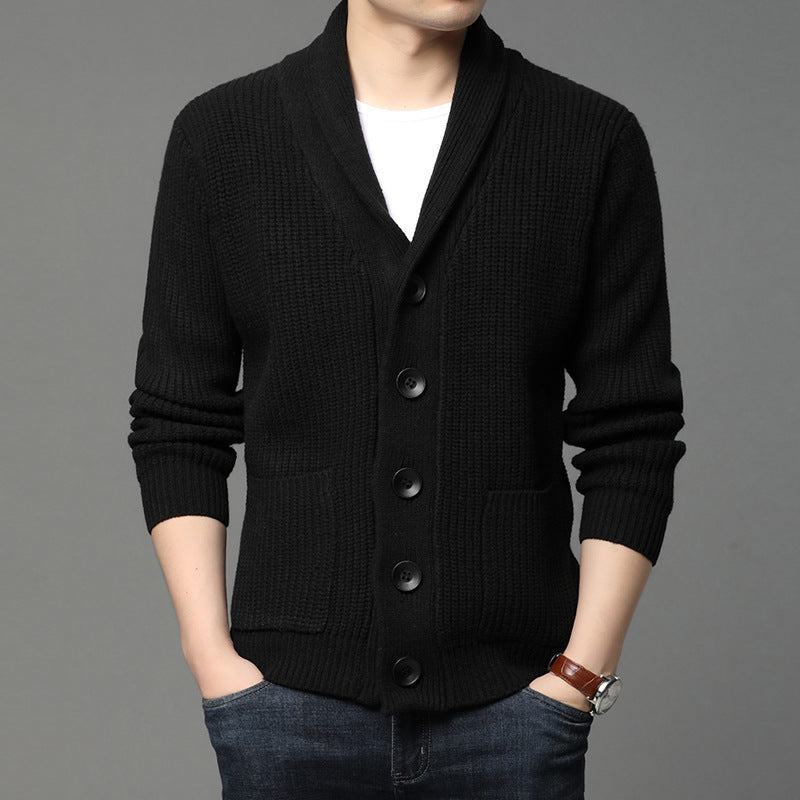 Trendy Lapel Men's Knitted Cardigan